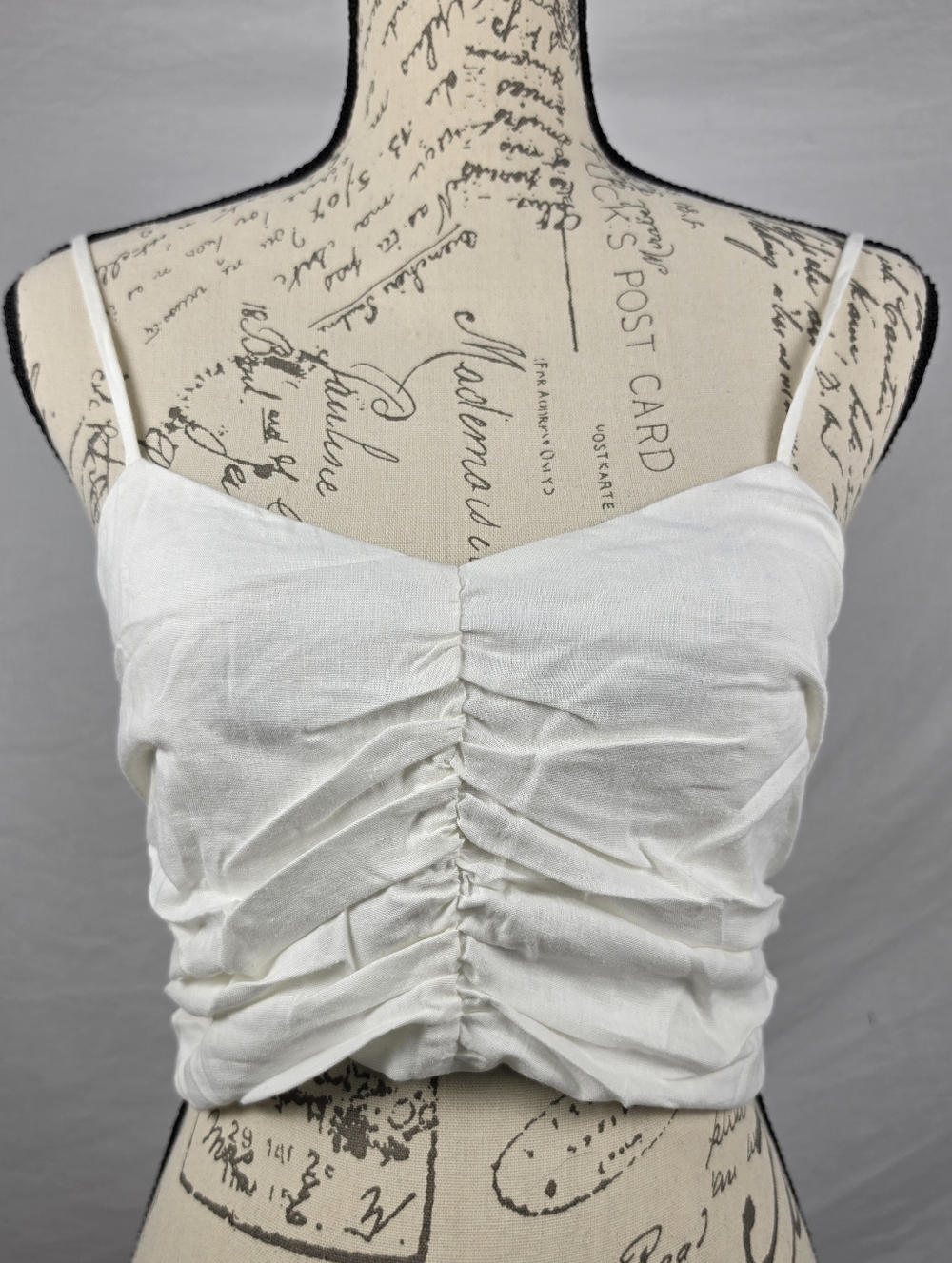 NWT Urban Renewal Remade White Eco-Linen Smocked Cropped Cami Top - M/L